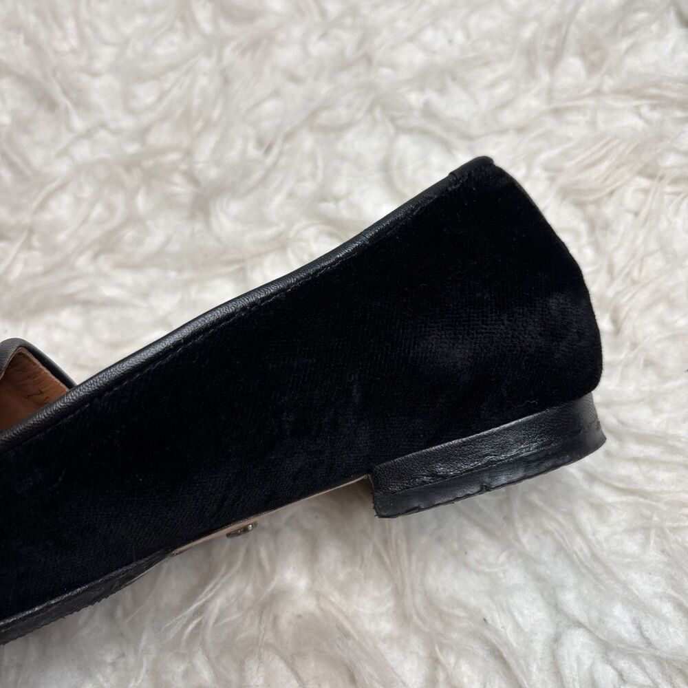 Jon Josef Black Velvet Gatsby Shield Emblem Leather Loafers Flats Shoes Size 7.5 - Picture 15 of 16